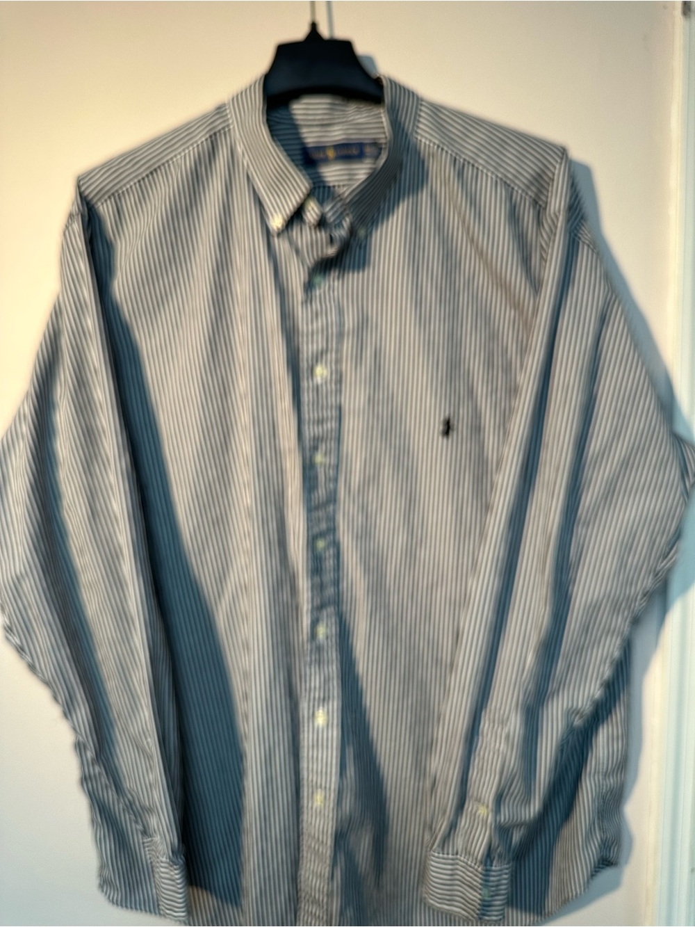 Ralph Lauren Men's Black and White Narrow-Stripe Button-Down Shirt